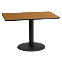 Flash Furniture XU-NATTB-3045-TR24-GG 30'' x 45'' Rectangular Natural Laminate Table Top with 24'' Round Table Height Base 
